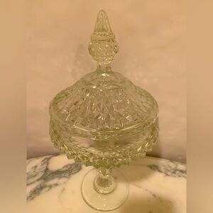 Vintage Indiana Glass Diamond Point Pattern Clear Glass Candy Dish